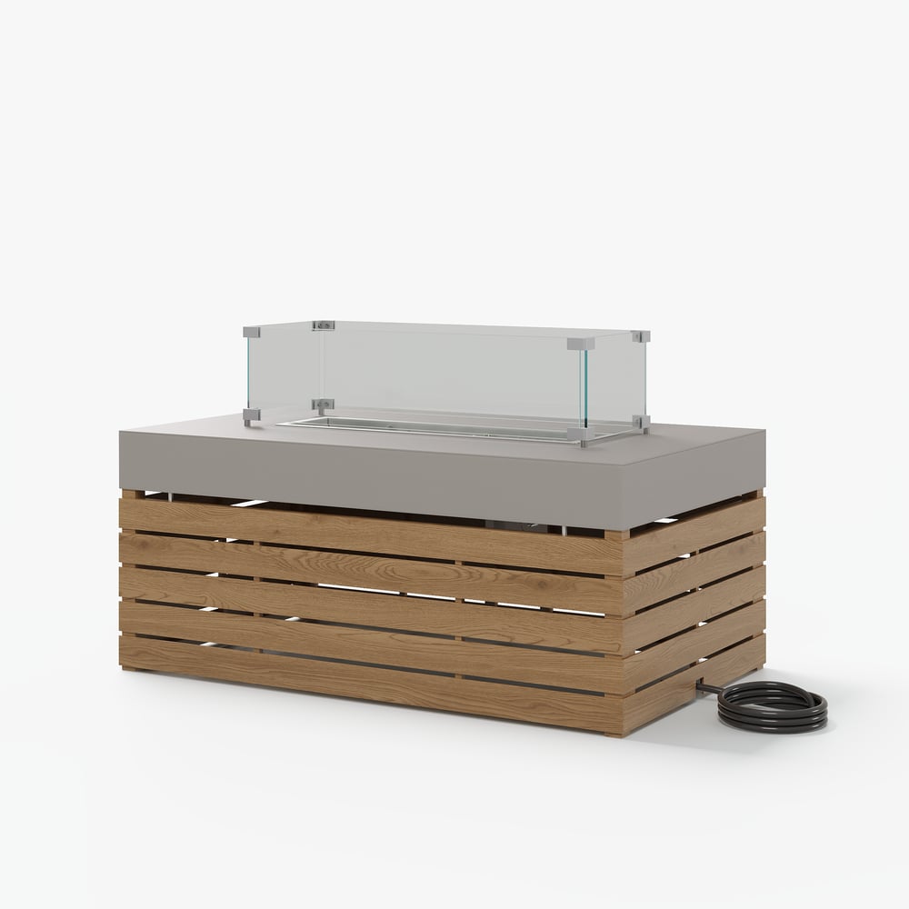 Tevara 100cm Propane Gas Fire Pit Table with Glass Propane Gas Tank Cover Table Set of 2 window image