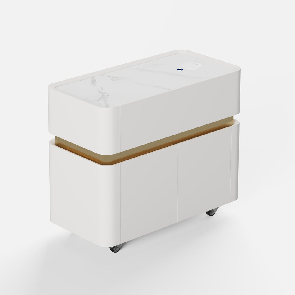 Narrow Smart LED Nightstand with  Sintered Stone Top window image