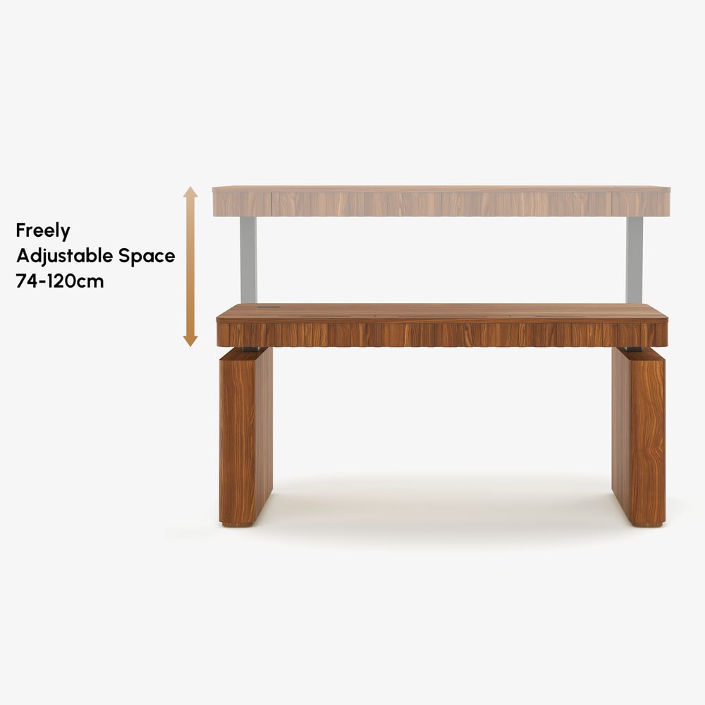Aura 63" Walnut Fluted Electric Adjustable Standing Desk window image