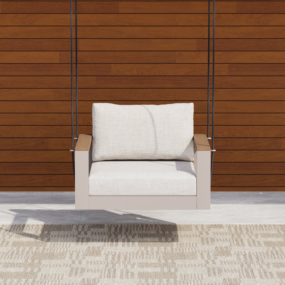 Tevara Outdoor Swing Sofa in Sand with Cushion & Black Cover window image