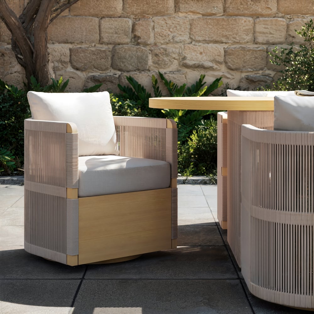 Costra Outdoor Aluminum & Rope Weave Swivel Dining Chairs, Set of 2 window image