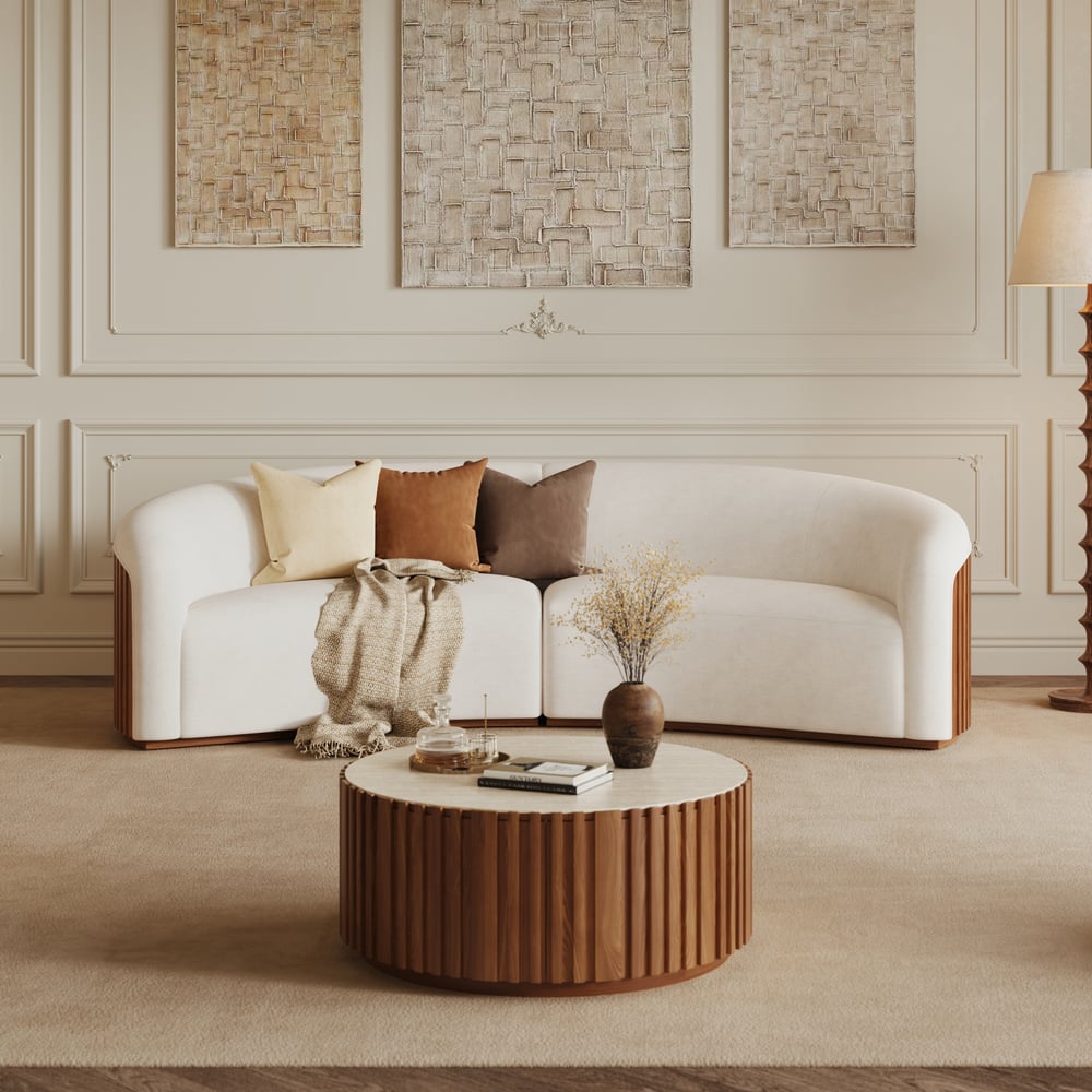 Aura 109" 2-Piece Chenille Upholstered Curved Sectional Sofa window image