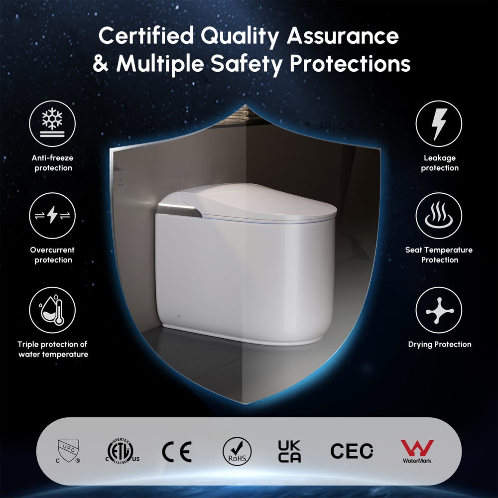 Fitro H3 Compact Smart Bidet Toilet with Tank Auto-Open Lid Foam Shield, cUPC & ETL window image
