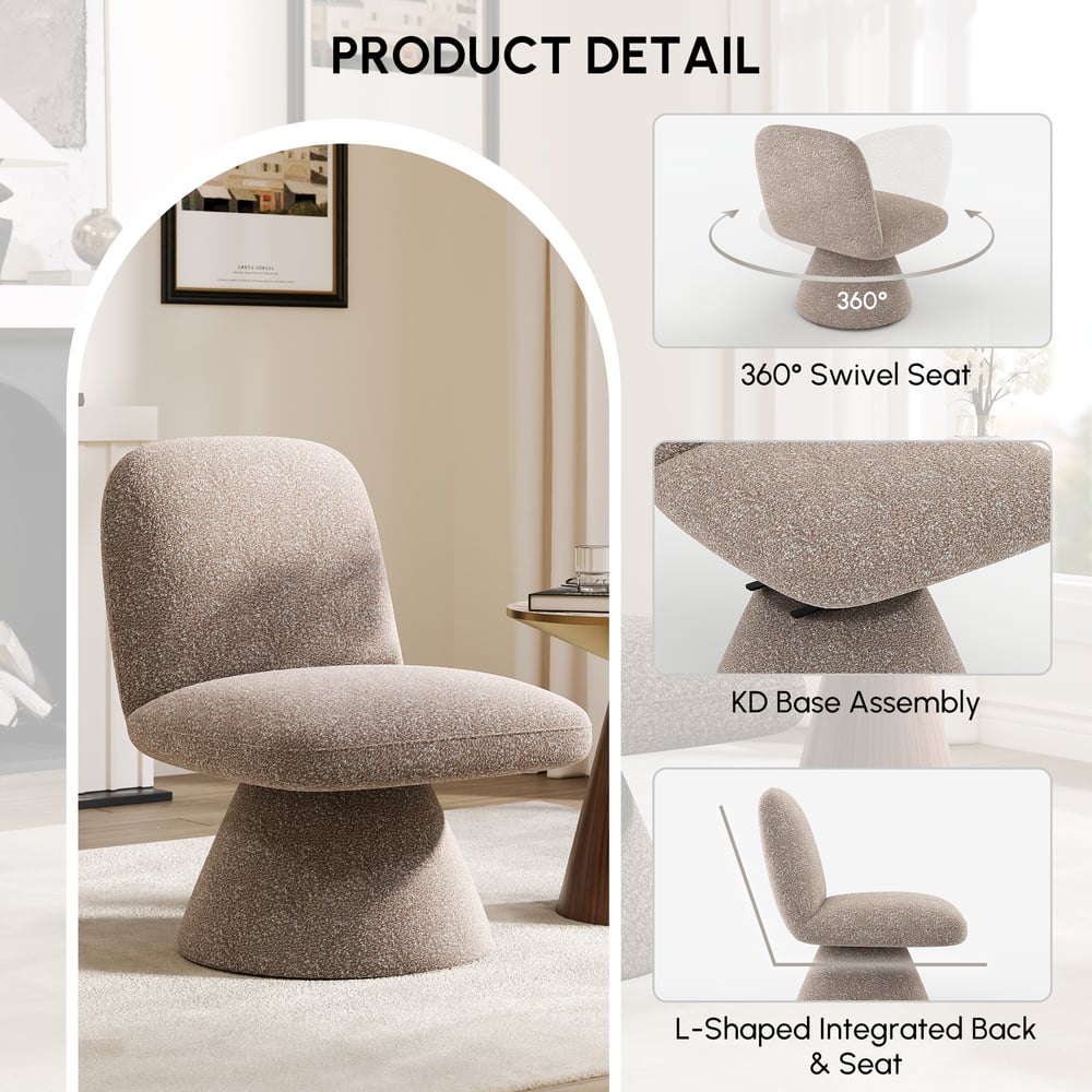 18" Performance Boucle Upholstered Swivel Slipper Accent Chair window image