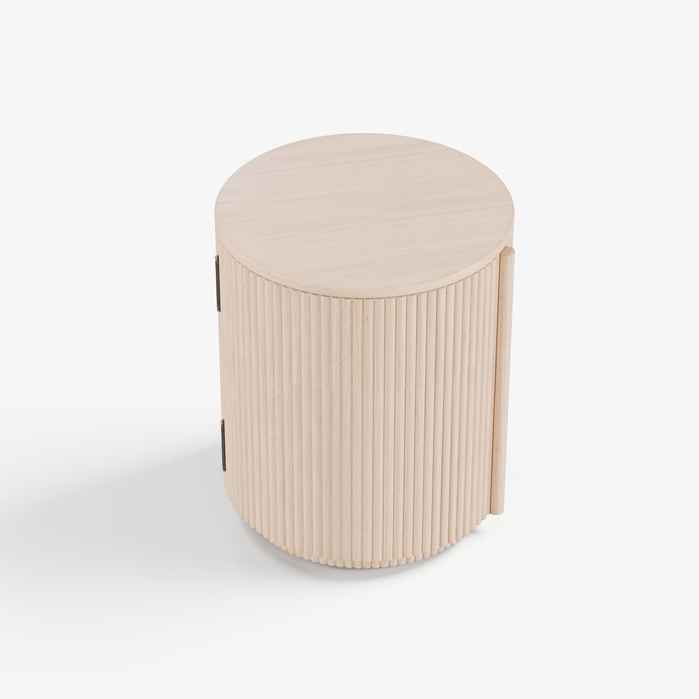 16" Engineered Wood Fluted Storage End Table window image