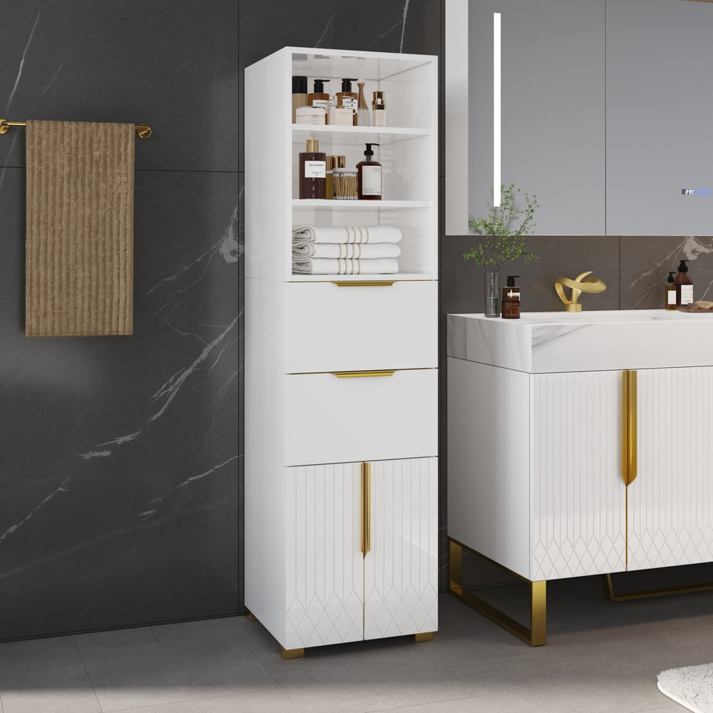 Aro 59" Double Bathroom Vanity & 59" Bathroom Storage Cabinet Set window image