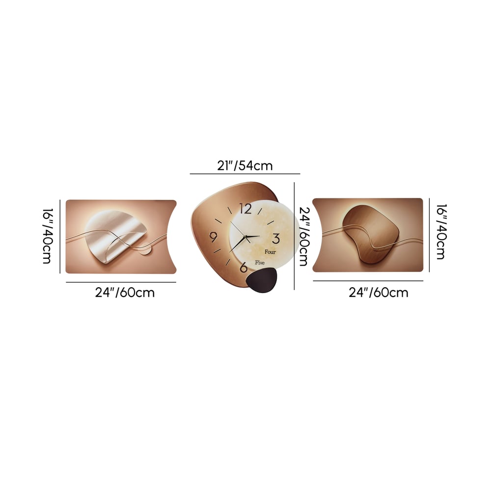 3-Piece Pebble-Shaped Battery-Operated Wall Clock with Acrylic and MDF Panels window image