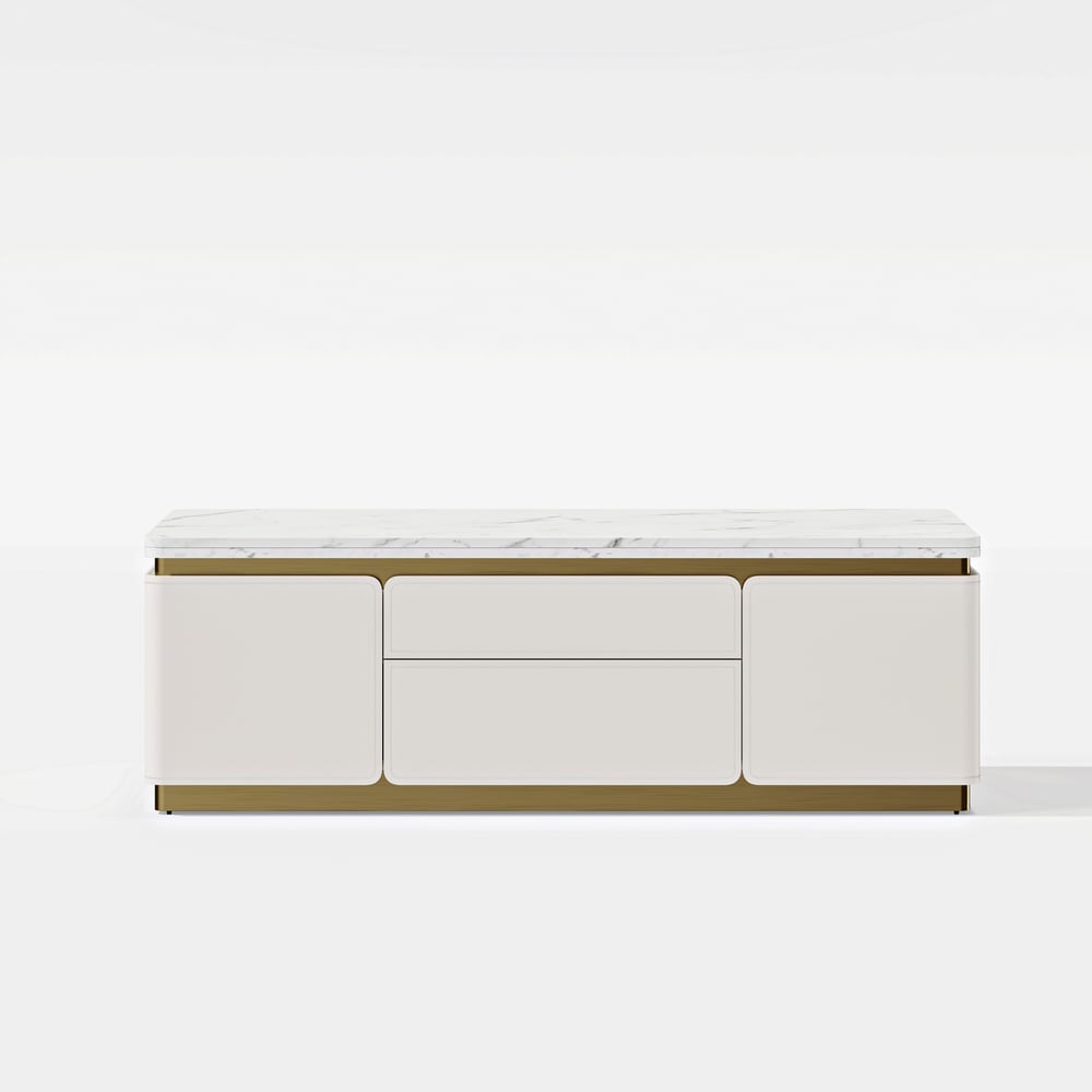 48" Ivory Saddle Leather Lift-Top Coffee Table with 2 Drawers window image