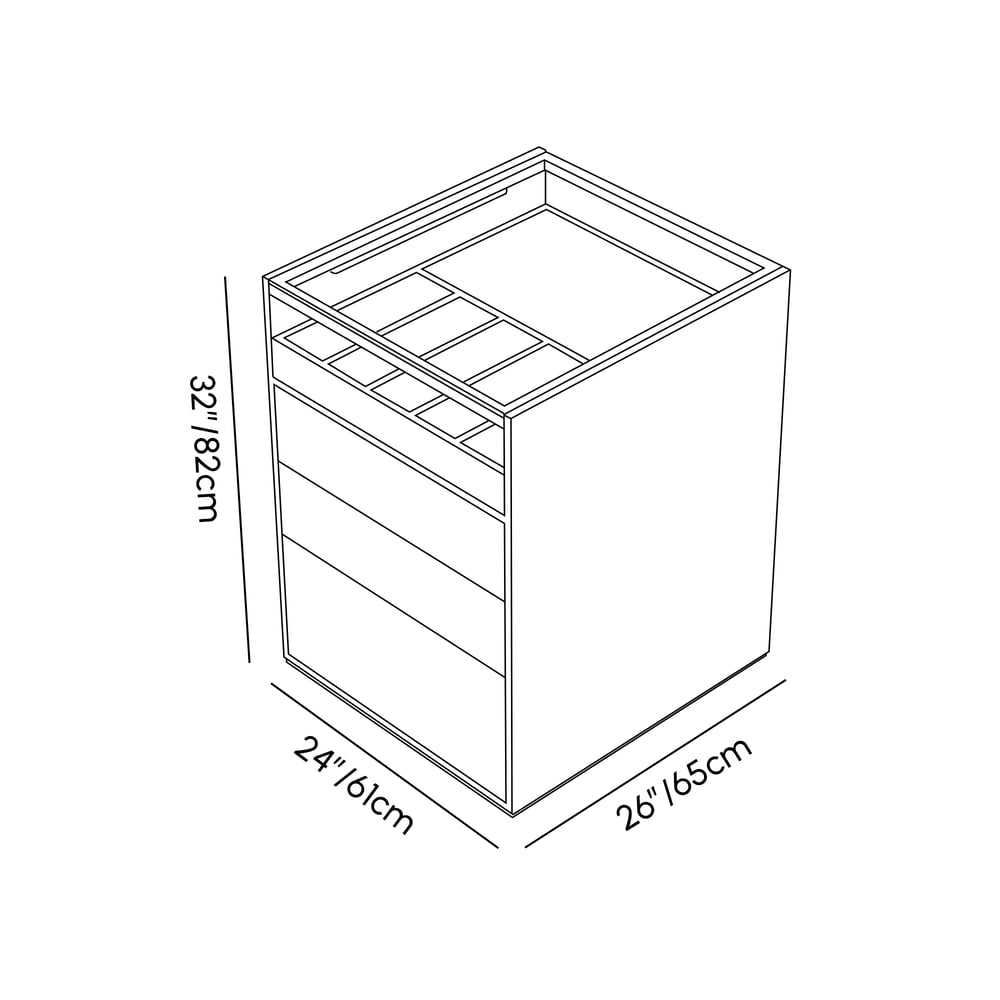 Saddle Leather 7-Dresser Walk-In Closet Island with Light & Jewelry Display weights dimensions image