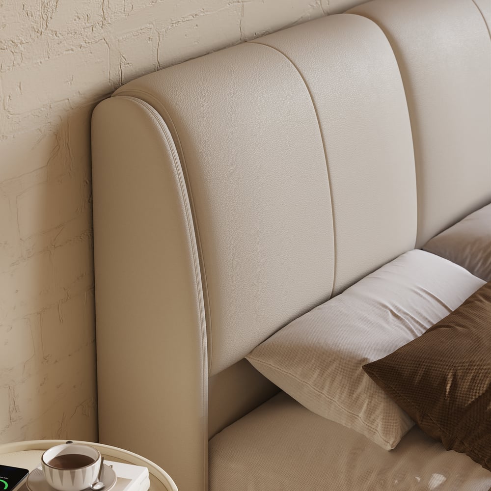 King Genuine Leather Storage Bed with Adjustable Headboard window image