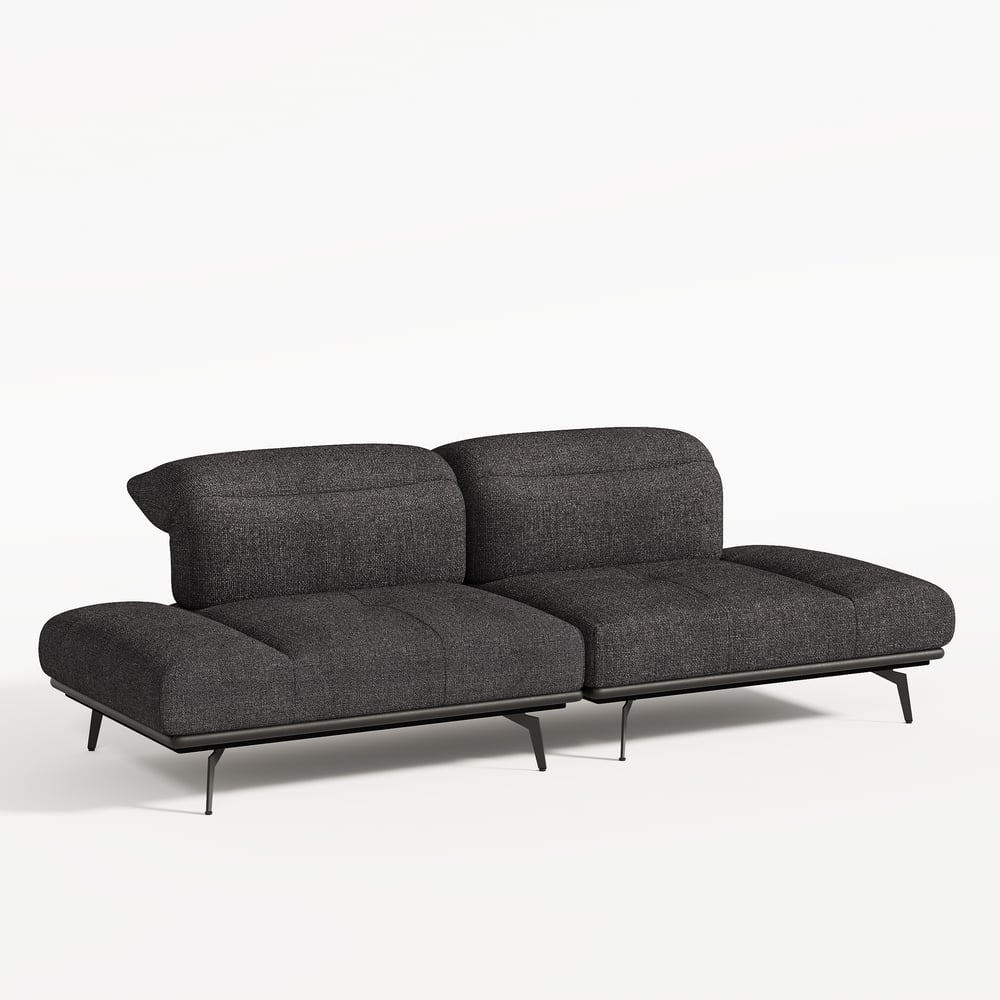 2-Piece Yarn-Dyed Fabric and Faux Leather Reclining Sectional Sofa window image