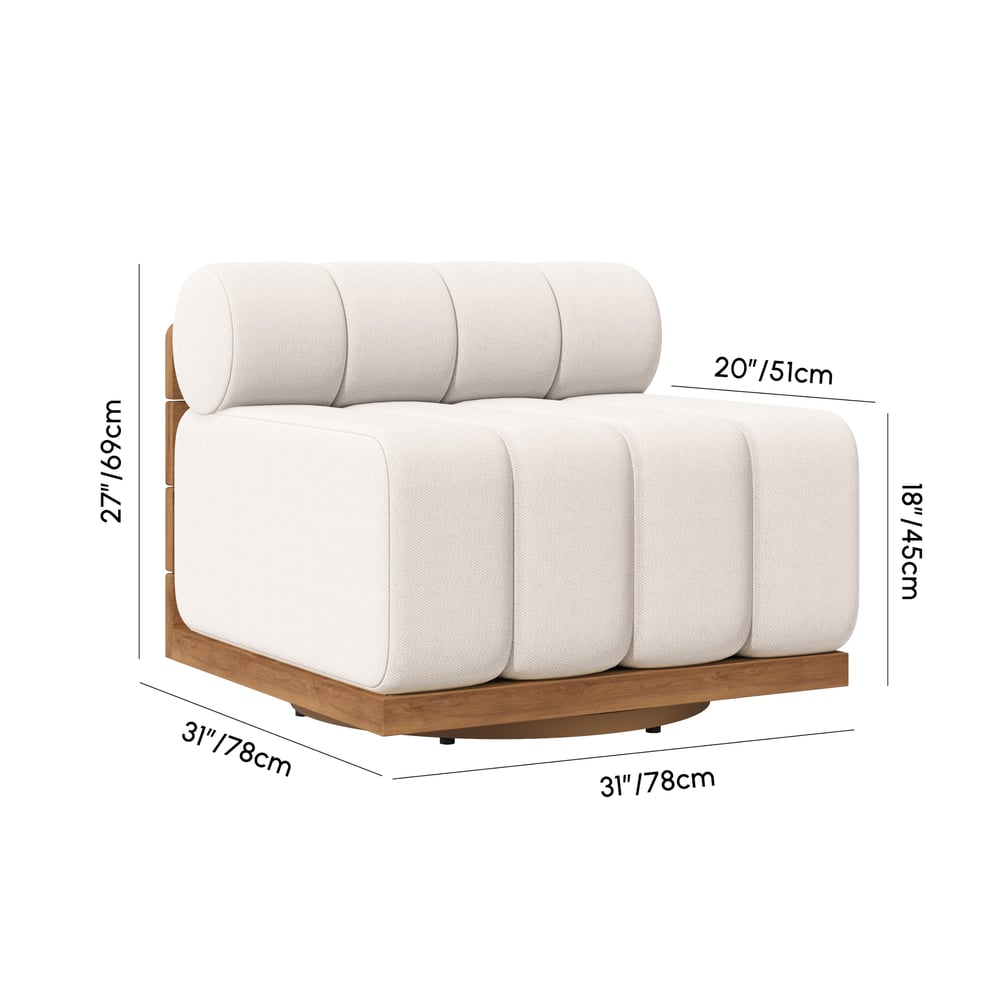 Resaro Outdoor Teak & Aluminum Swivel Lounge Chair weights dimensions image