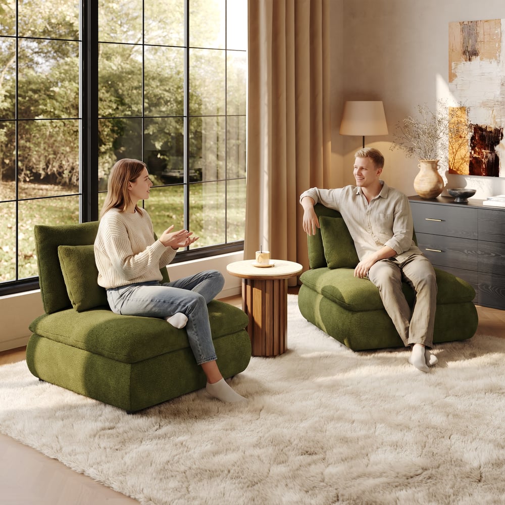 36" Chenille Slipper Accent Chair with Hidden Storage & Removable Backrest window image