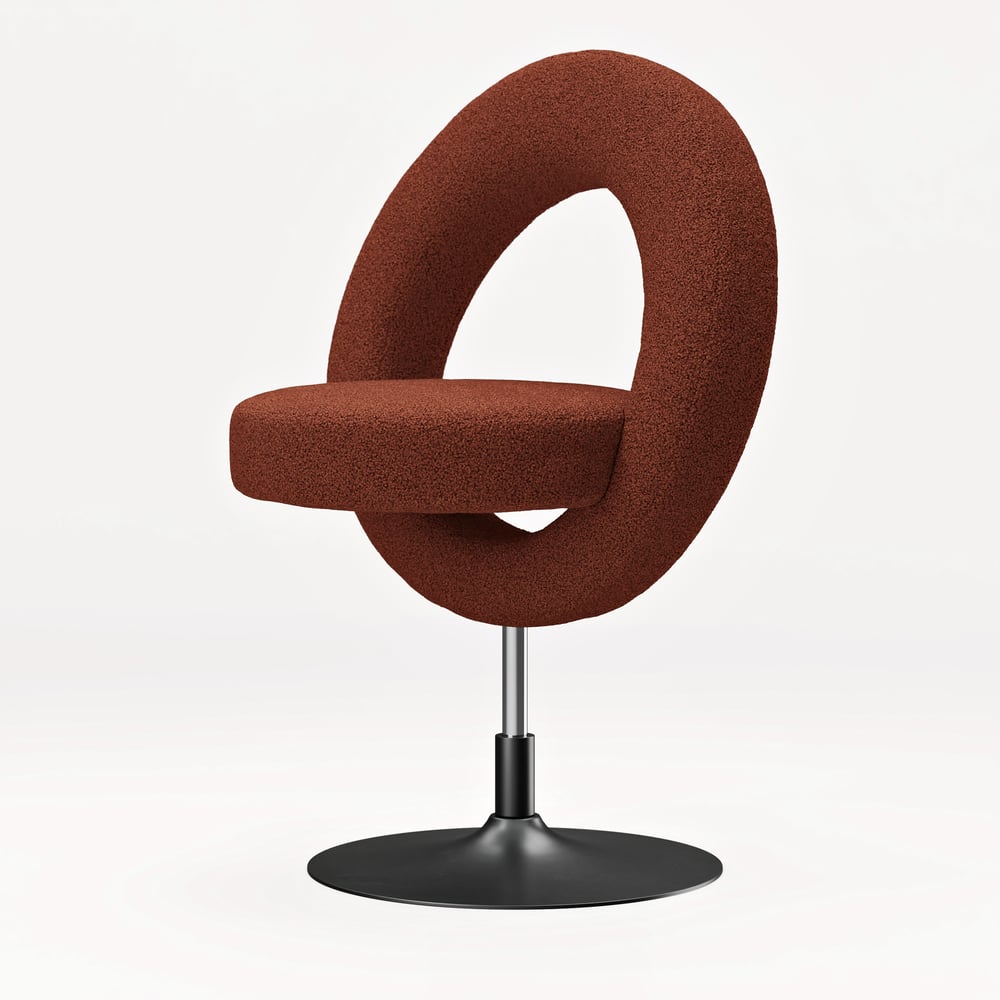 Tabouret de vanité réglable moderne en bouclé rouille avec dossier image de fenêtre