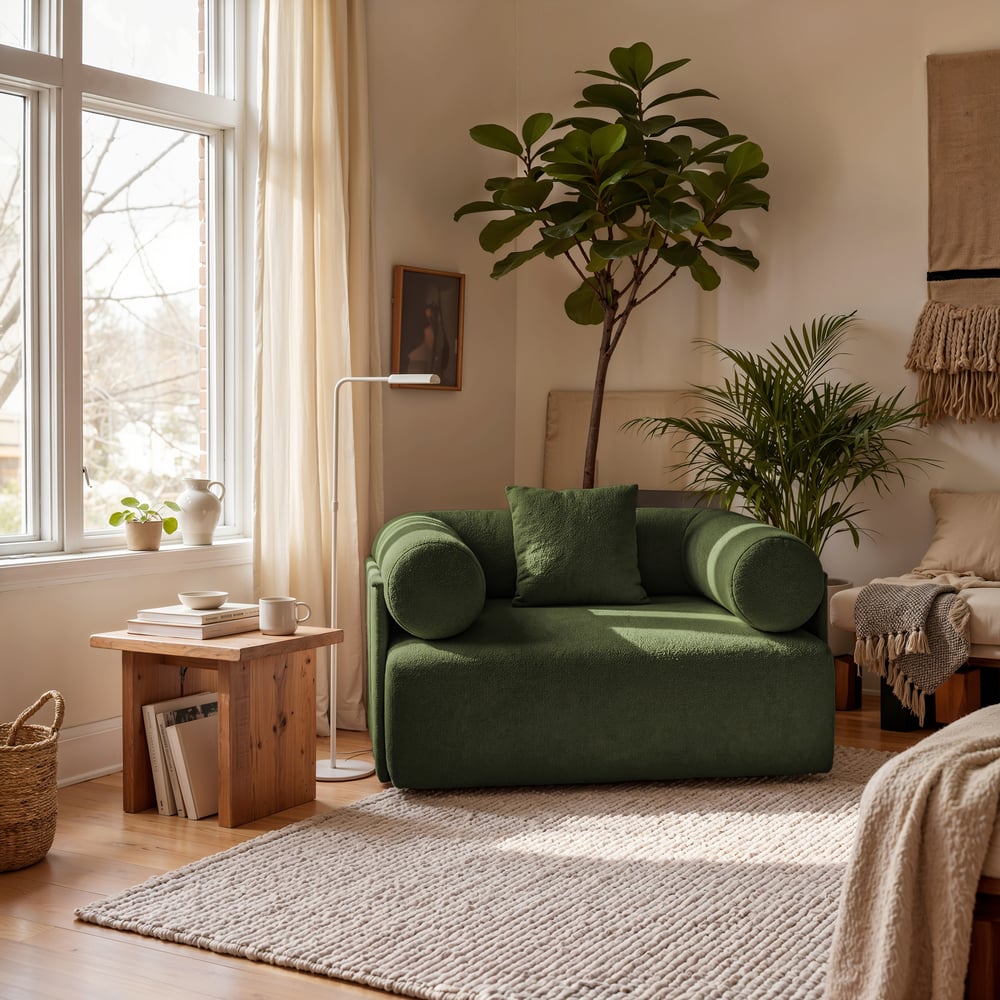 Serene Modern Green Velvet Lounge Accent Chair window image