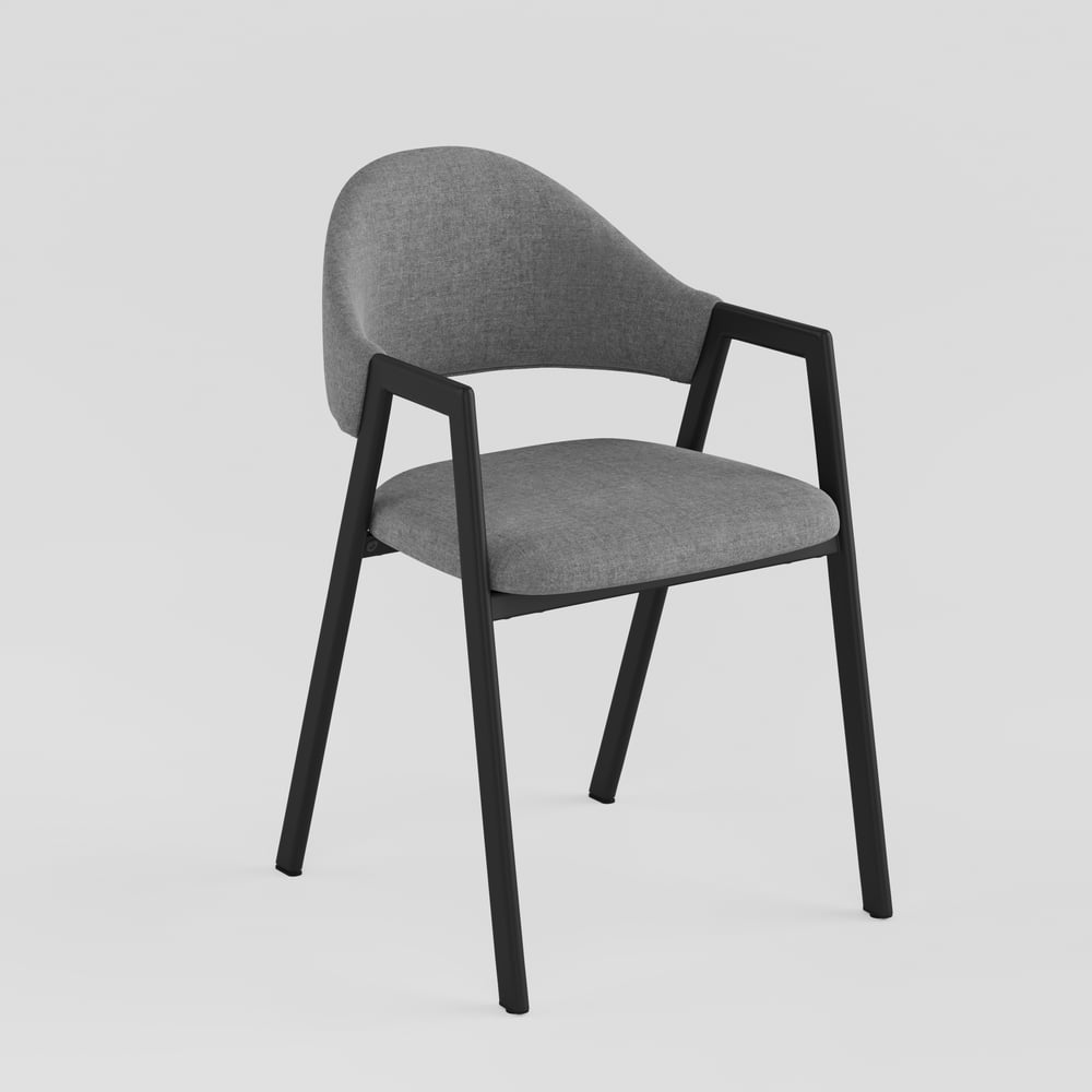 Set of 2 Modern Dining Chairs with Linen Upholstery Gray window image