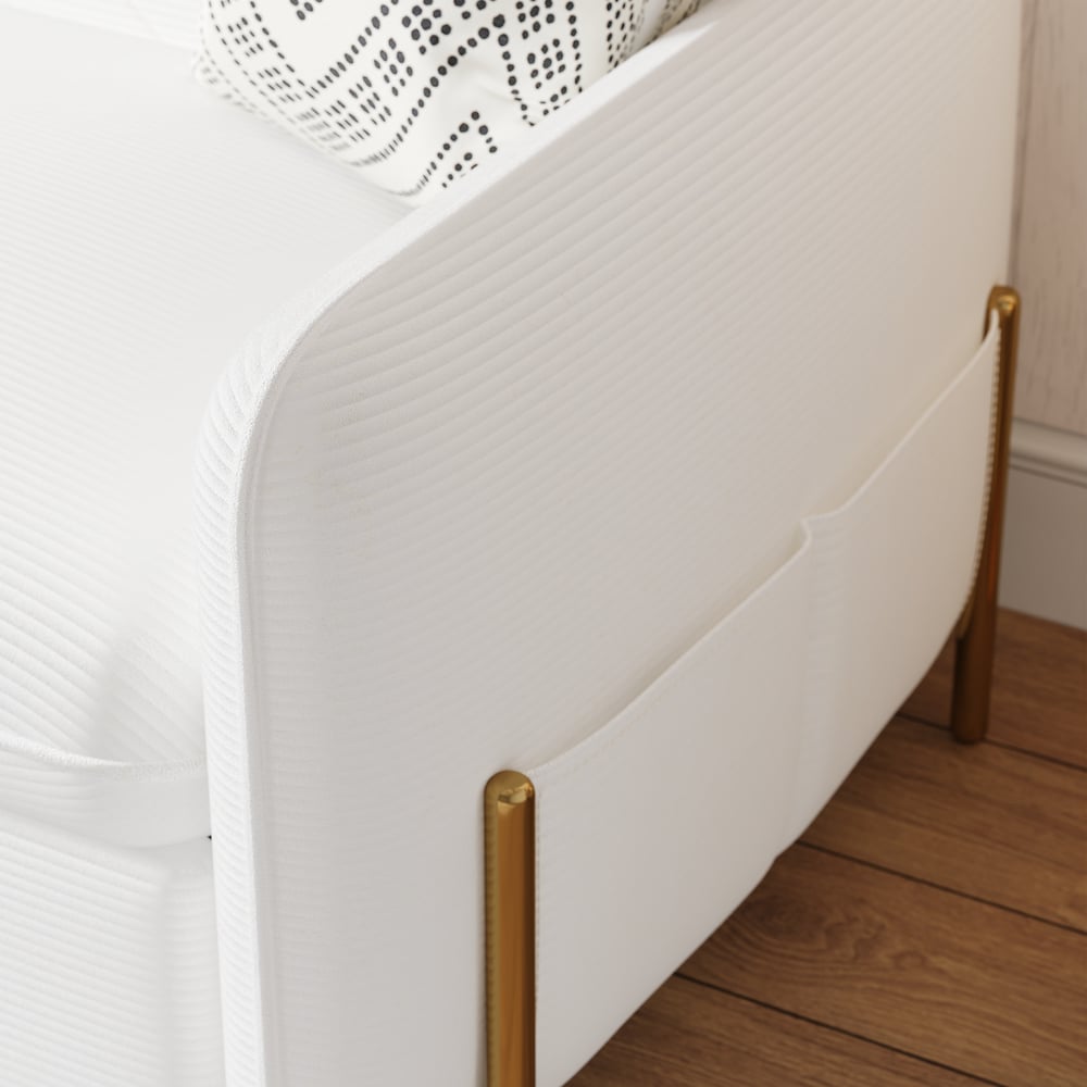 60" Queen 3-Seater Corduroy Convertible Sleeper Sofa window image