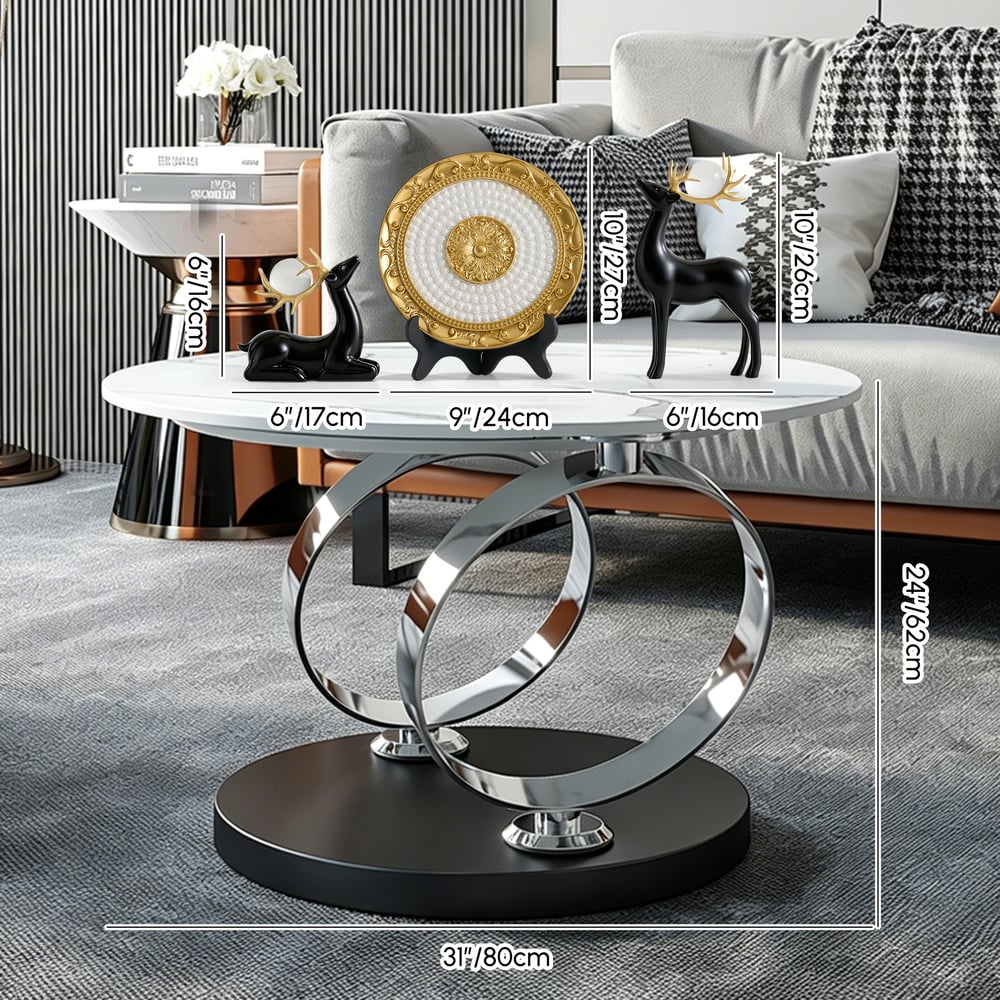 3PCS Black Deer Figurine with Decorative Plate Set Luxury Resin Animal Sculptures weights dimensions image