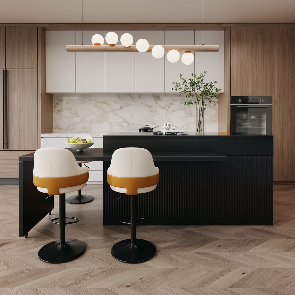 205 - 270 cm Extendable Matte Sintered Stone Kitchen Island with Storage, Black window image