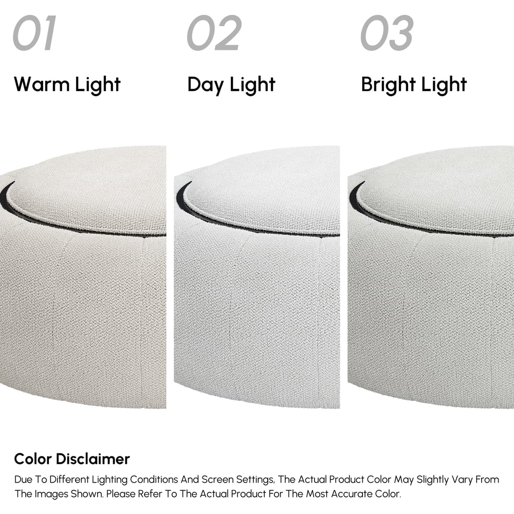 Modern 39" Round Performance Chenille Ottoman Coffee Table with Hidden Storage window image