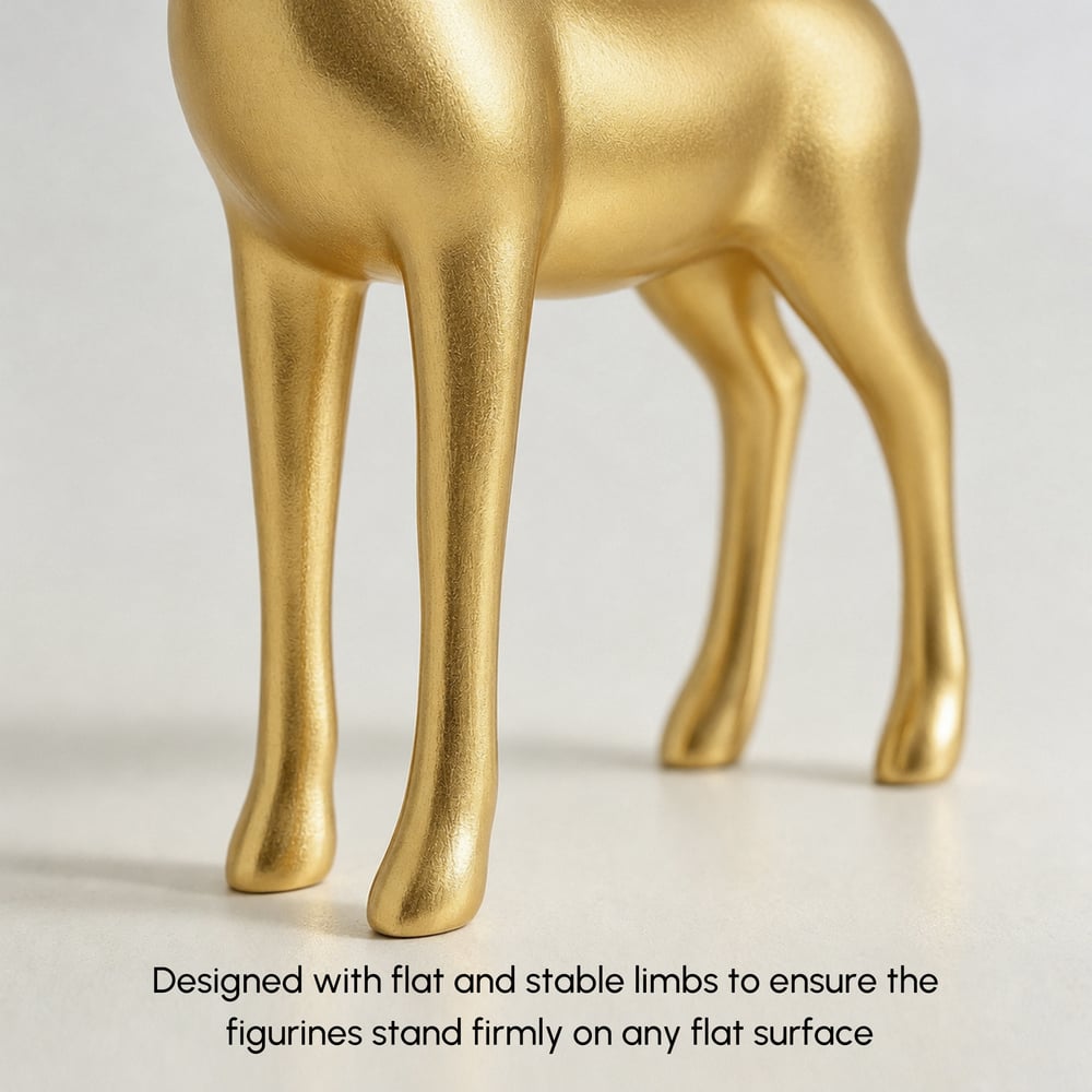 3PCS Golden Deer Figurine with Decorative Plate Set Luxury Resin Animal Sculptures window image