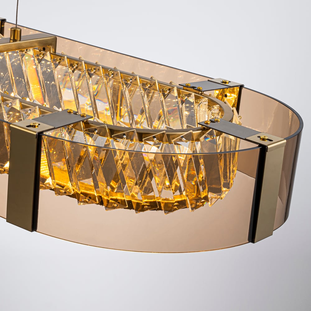 Linear Crystal Kitchen Island Pendant Light with Remote, 3-CCT Dimmable LED window image