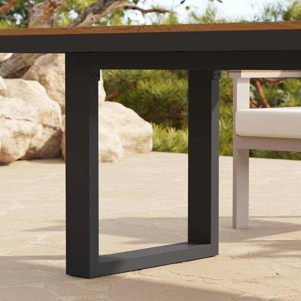 Tevara 6-Person Rectangle Teak & Aluminum Outdoor Patio Dining Table in Dark Gray window image