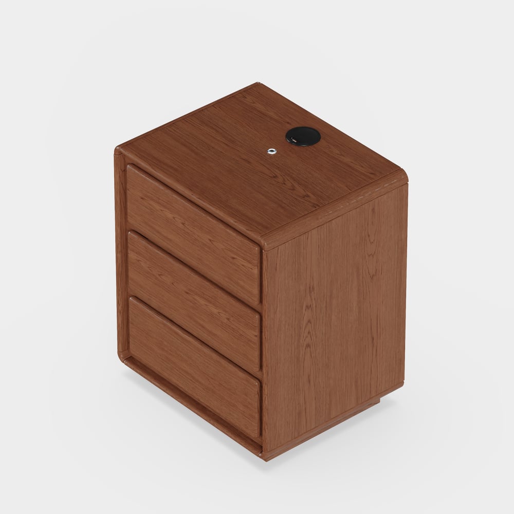 Haloa Walnut 3-Drawer LED Nightstand with Charging Station window image