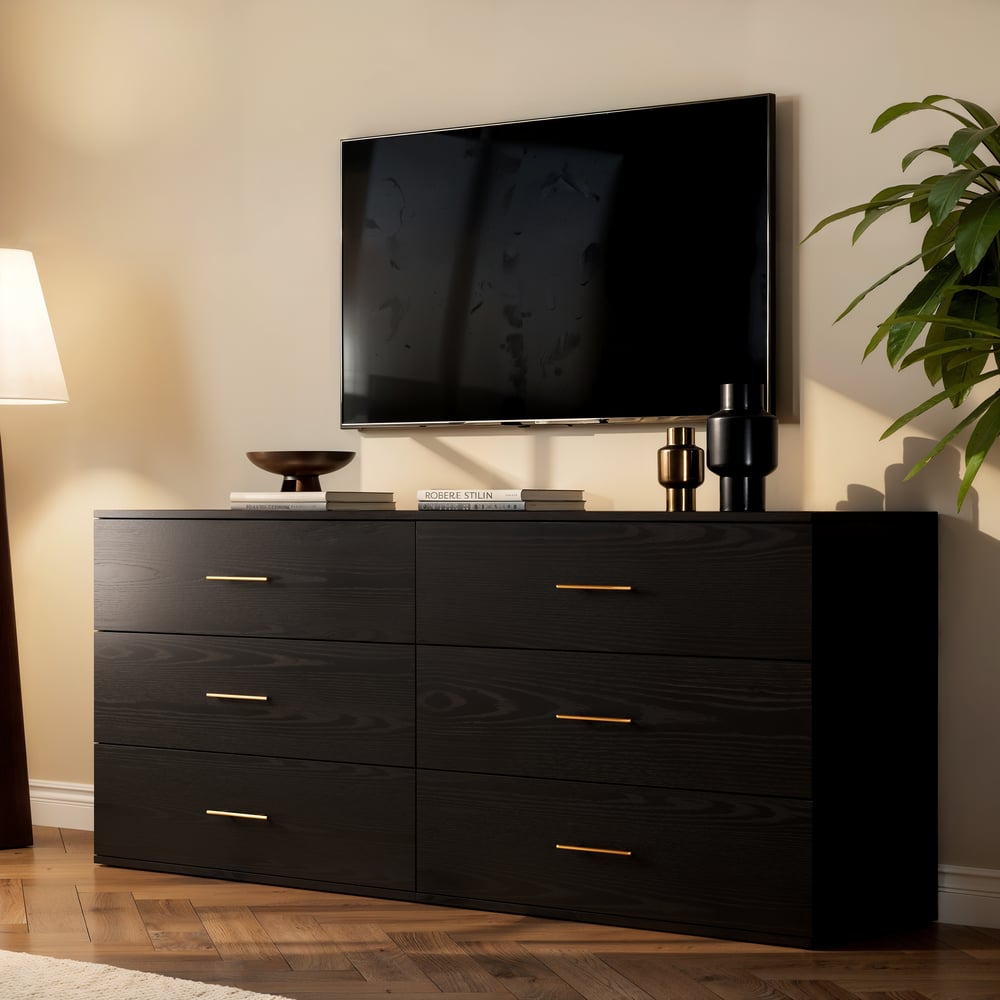 Arune 63" TV Stand with 6 Drawers Storage Chests window image