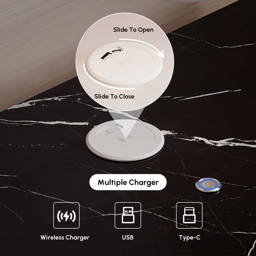 Humply Leather 3-Drawer Smart LED Nightstand window image