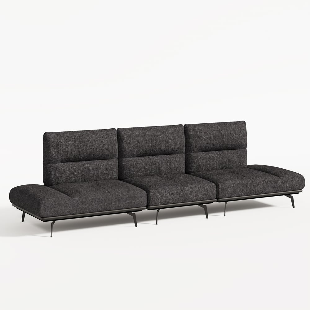 136" Yarn-Dyed Fabric and Faux Leather Reclining Sofa with Metal Legs window image
