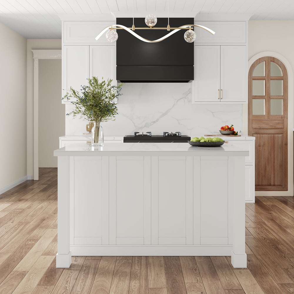 59" Modern White Sintered Stone Kitchen Island with Wine Storage window image