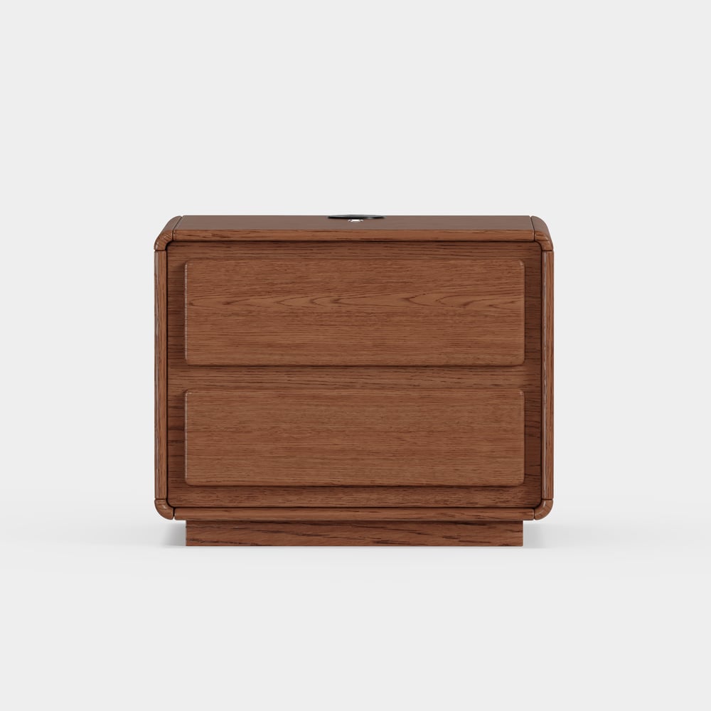 Haloa Walnut 2-Drawer LED Nightstand with Charging Station window image