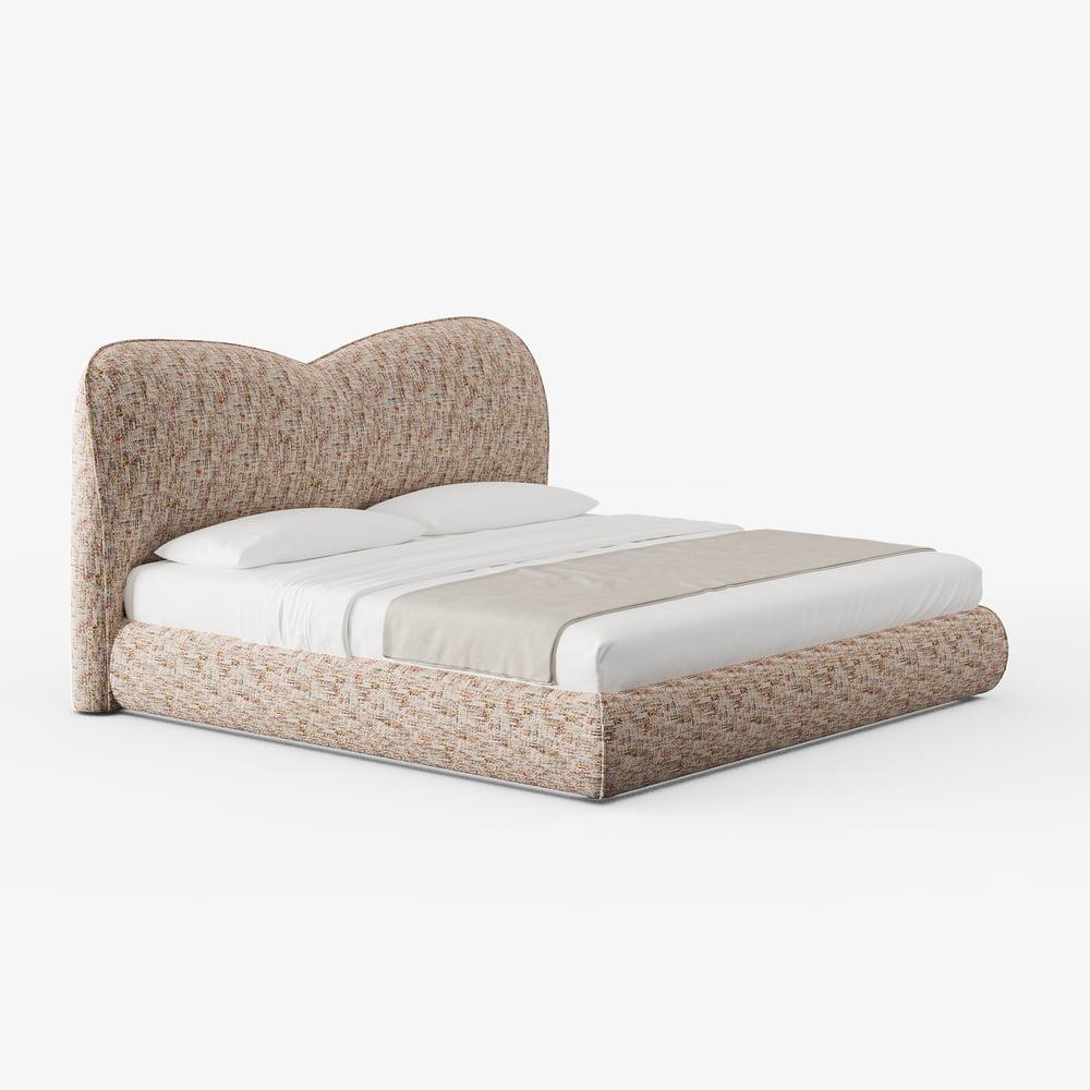 Modern King Size Chenille Upholstered Cloud Bed window image