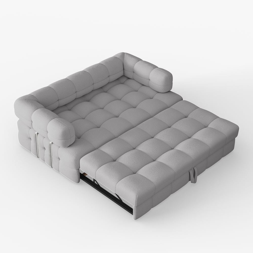 76" Queen 3-Seater Boucle Convertible Sleeper Sofa window image