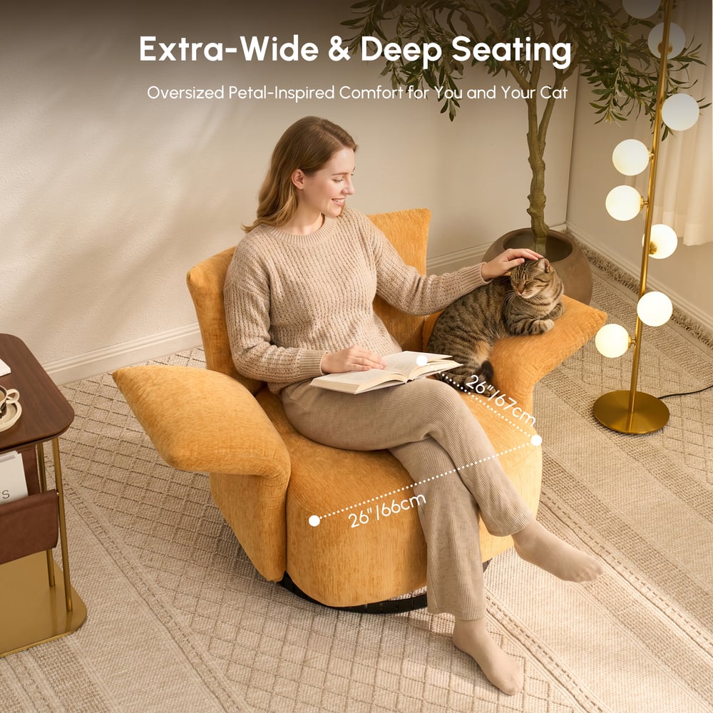 Performance Chenille Swivel Accent Chair with Adjustable Armrest window image