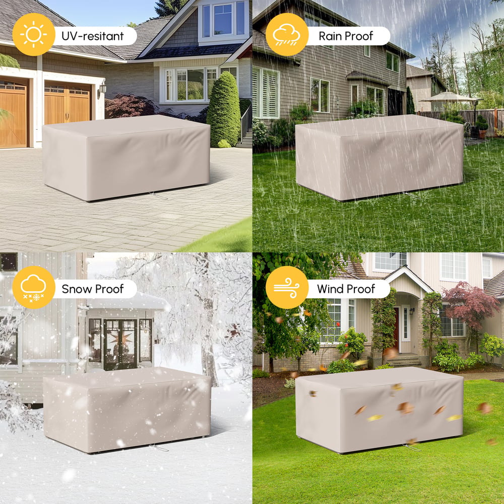Tevara Outdoor 600D Tough Canvas Waterproof Patio Furniture Covers in Ivory window image