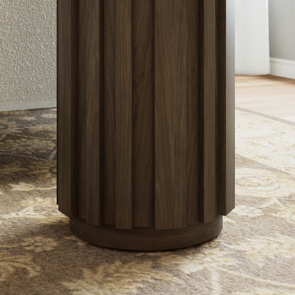Aura Ash Wood Fluted Round Side Table with Sintered Stone Top window image