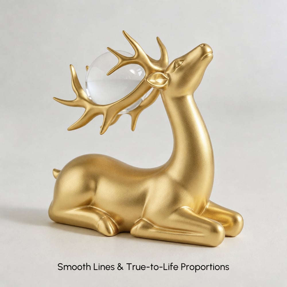 3PCS Golden Deer Figurine with Decorative Plate Set Luxury Resin Animal Sculptures window image