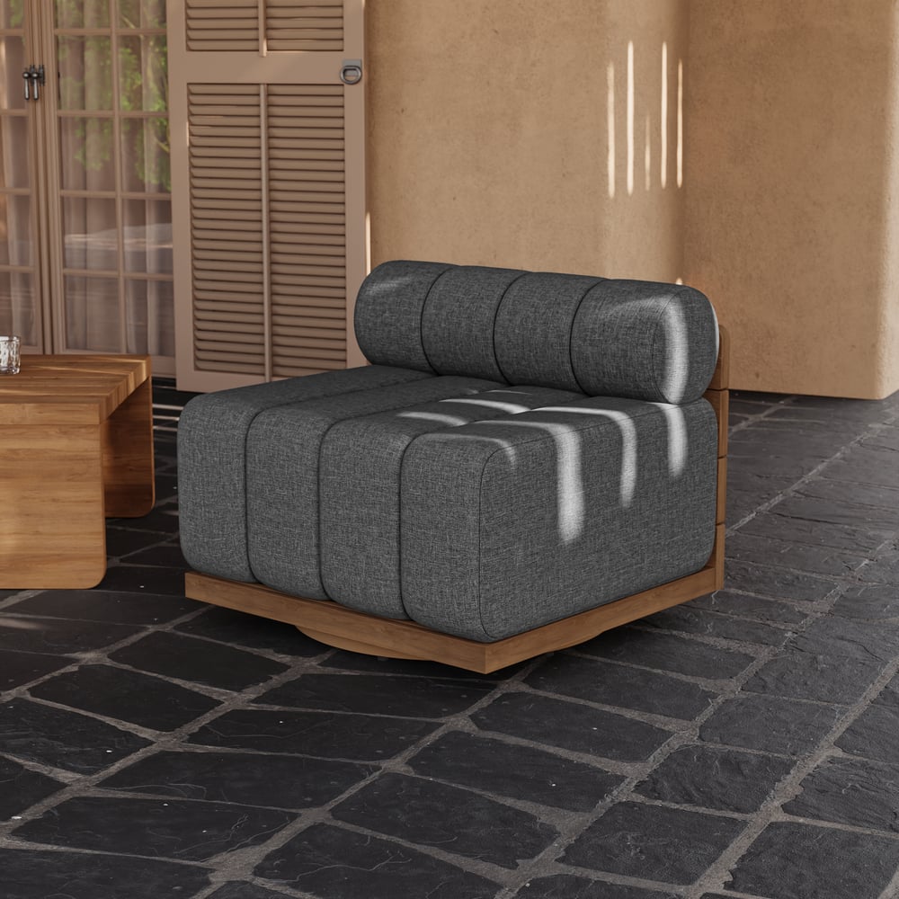 Resaro Teak Outdoor Swivel Chair Dark Gray window image