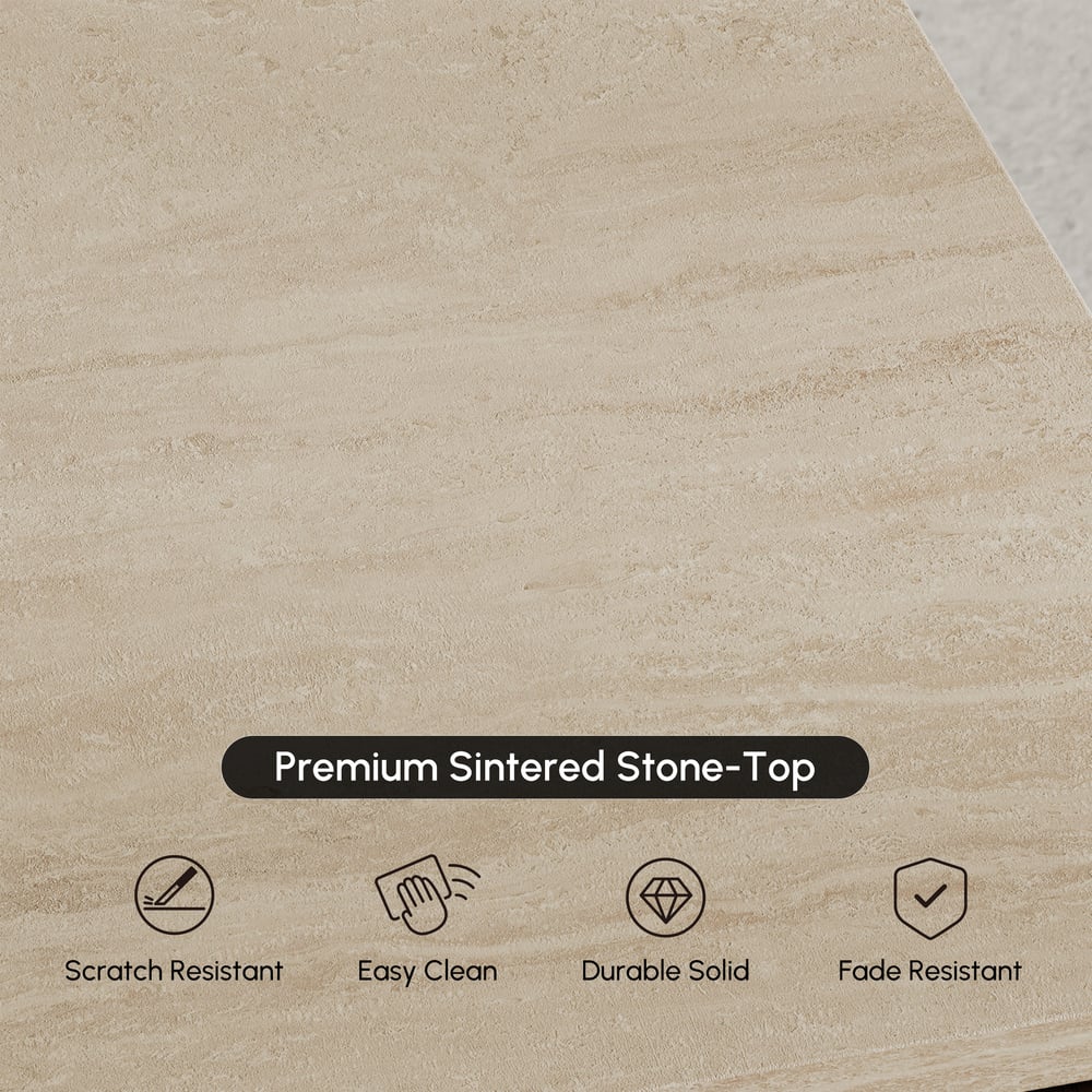 Lineva 24" 2-Drawer Nightstand with Faux Travertine Stone Top window image