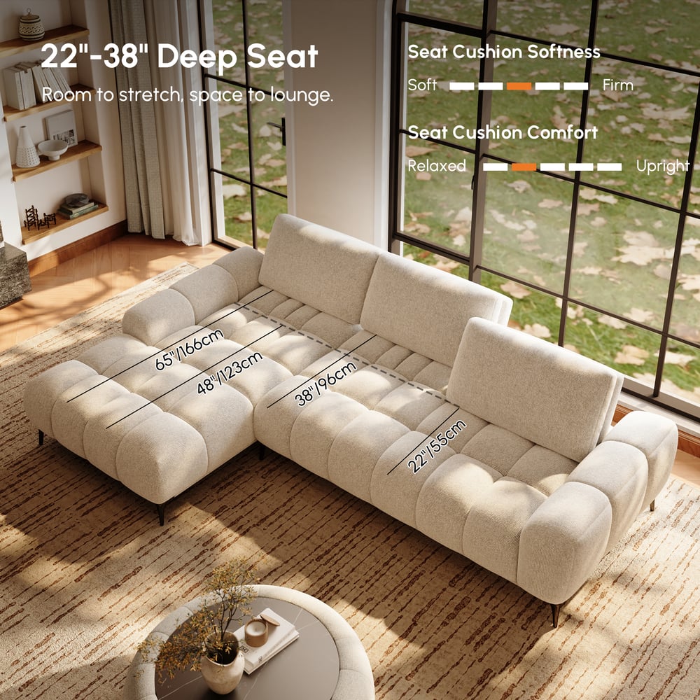 Chaise Chenille Adjustable Backrest Sectional Sofa window image