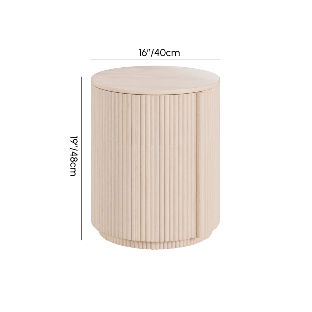 16" Engineered Wood Fluted Storage End Table weights dimensions image