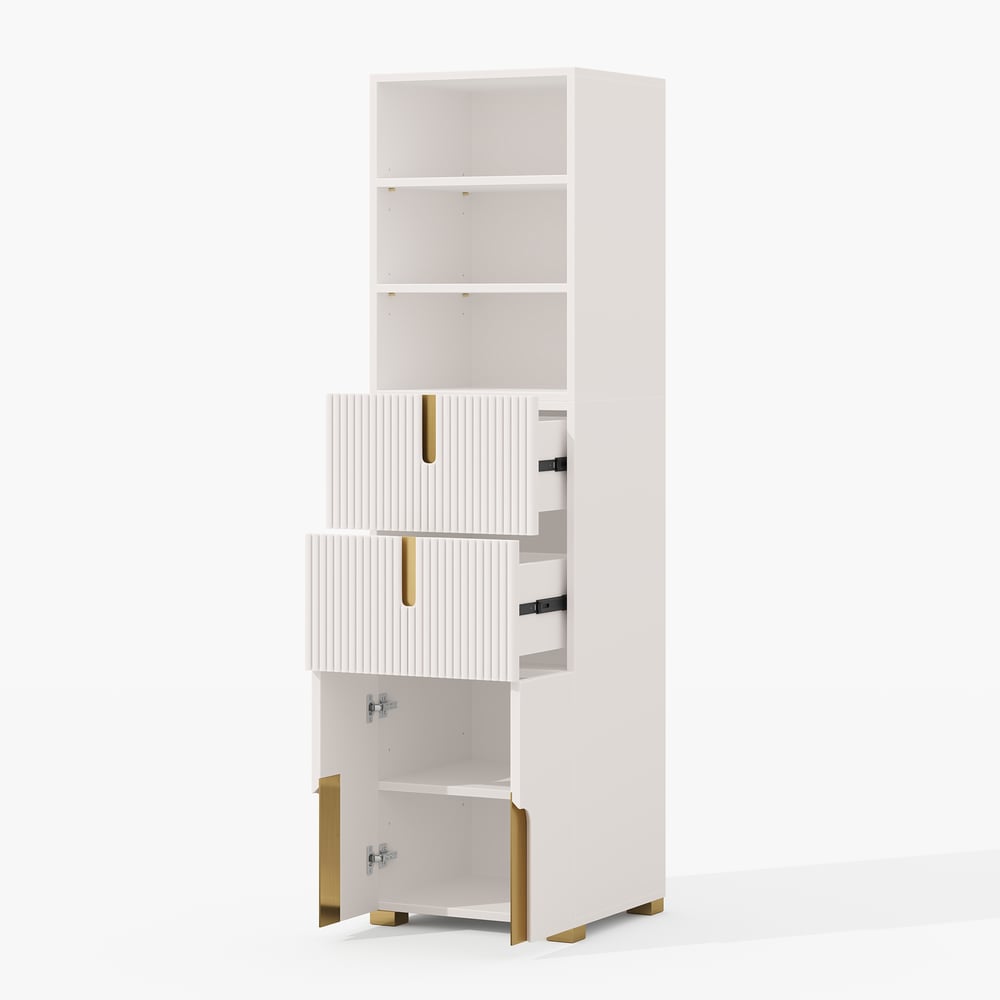 Artis 59" Bathroom Storage Cabinet – Freestanding Linen Tower with 2 Drawers & 2 Doors window image