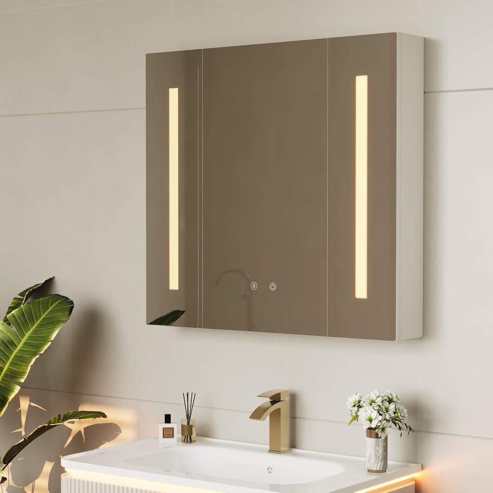 Modern 31.5" Wall-mounted LED Bathroom Medicine Cabinet Vanity Mirror with Storage window image