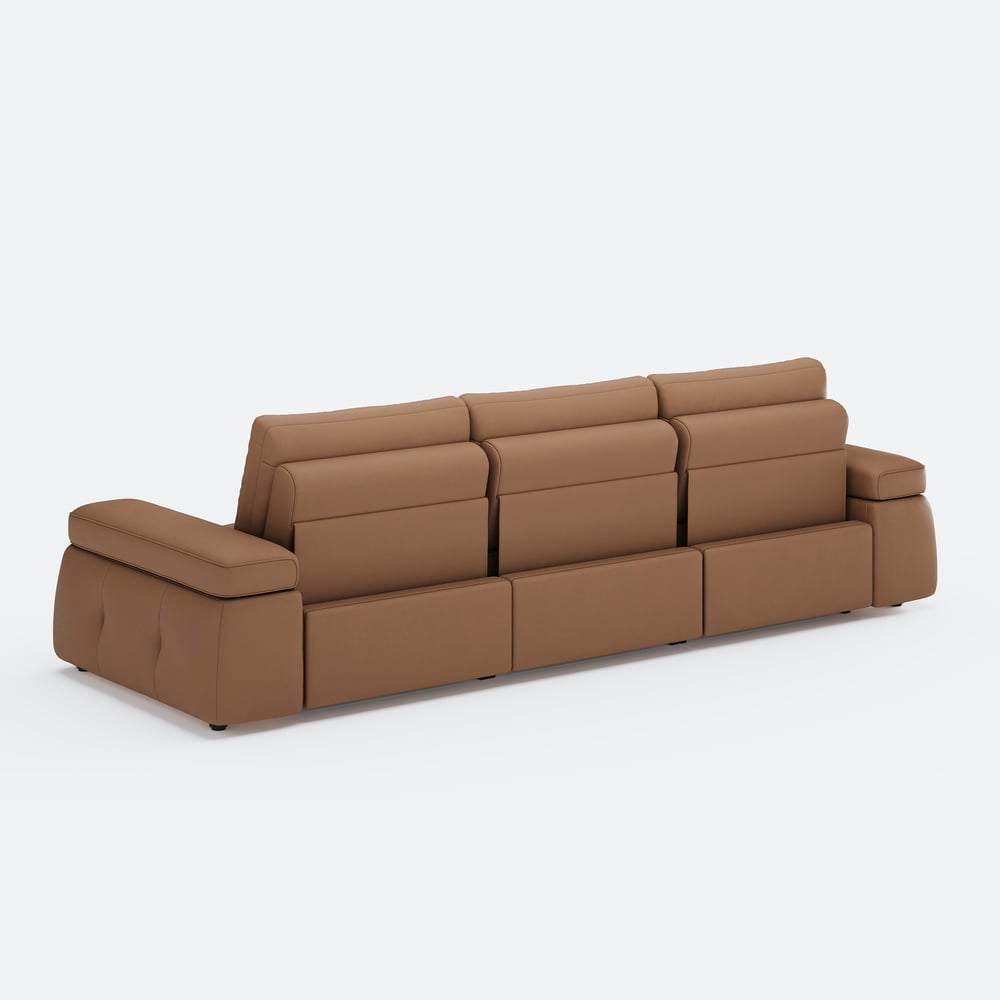 130" 3-Seater Genuine Leather Power Convertible Sleeper Sofa with adjustable armrests window image