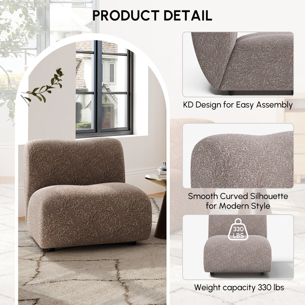17" Performance Boucle Upholstered Curved Slipper Accent Chair window image