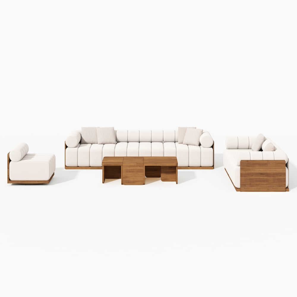 Resaro 9-Piece Outdoor Modular Natural Teak Sectional Fluted Sofa Set window image