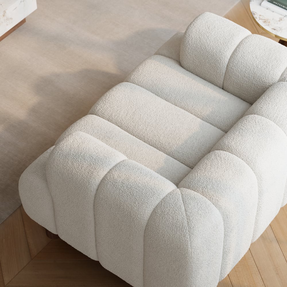 49" Boucle Lounge Accent Chair with Armrest and Wood Legs window image