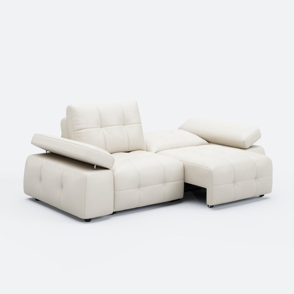 96" 2-Seater Genuine Leather Power Convertible Sleeper Sofa with Adjustable Armrests window image